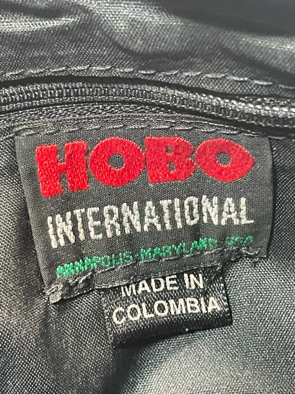 Vintage HOBO International Black Leather Crossbody Travel Bag Purse